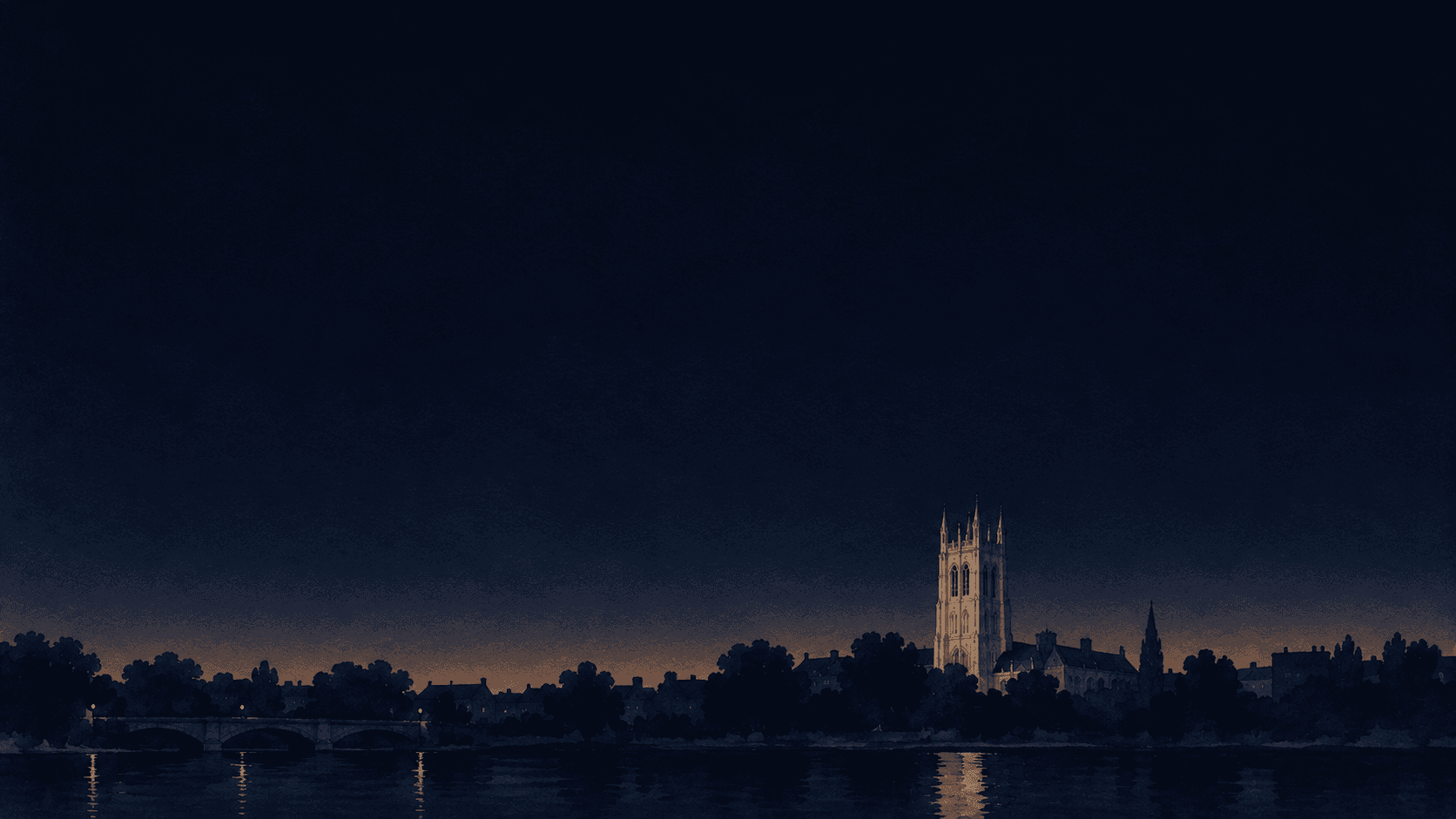 A painting of Derby at dusk